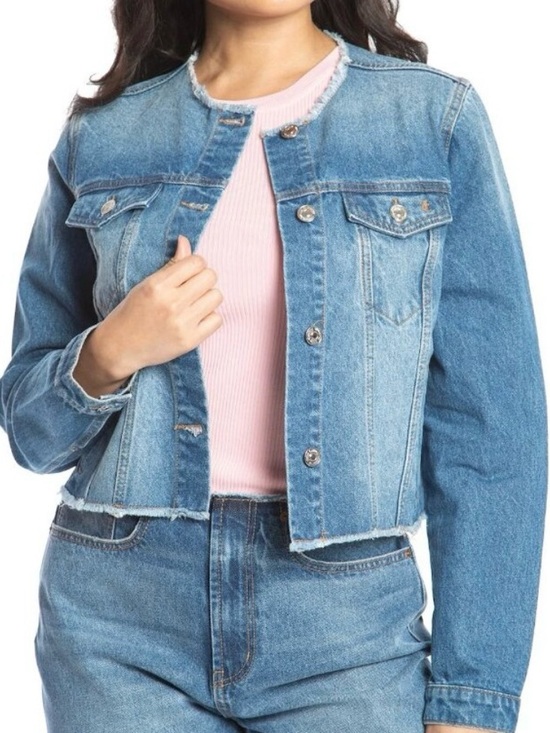 Juicy Couture Jackets & Blazers - JUICY COUTURE BIG BLING RAW
COLLAR denim jacket